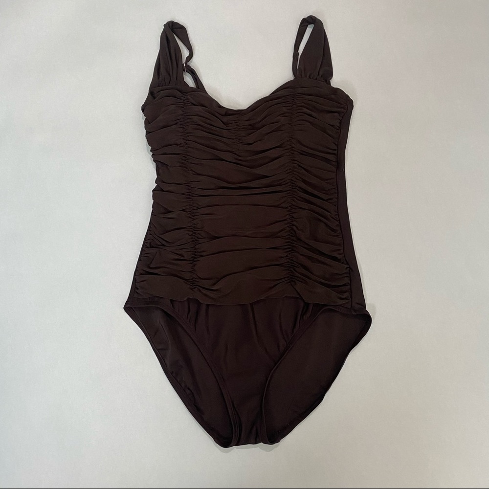 black ruched one piece underwire swimsuit